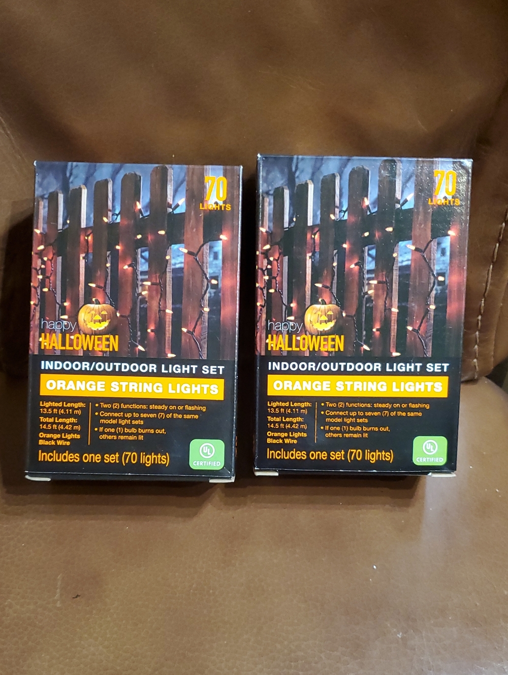 Halloween Indoor Outdoor String Lights Black Orange Solid Or Flashing Decor NEW
